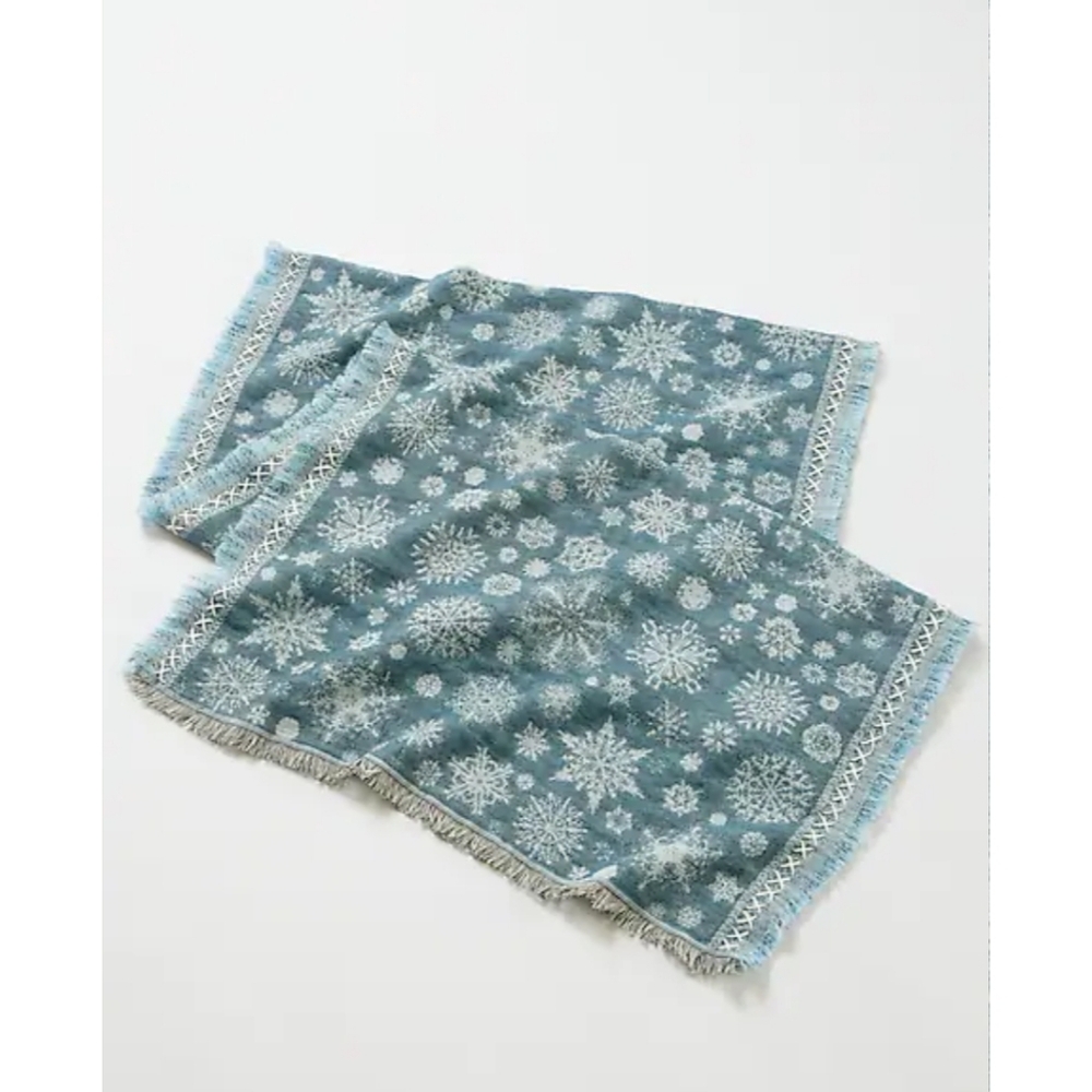 J.jill Medium Weight EMBROIDERED SCARF new LIGHT AZURE MULTI eyelash fringe - Picture 6 of 6